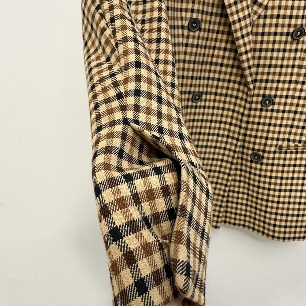 Zara Woman Double Breasted Plaid Blazer Brown Tan Academia Preppy Medium - Picture 3 of 16